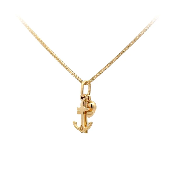 Gold-Anhänger Herz, Anker, Kreuz