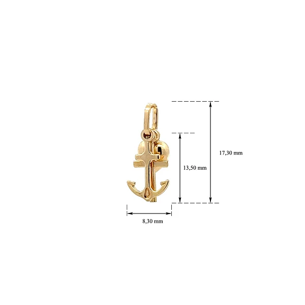 Gold-Anhänger Herz, Anker, Kreuz