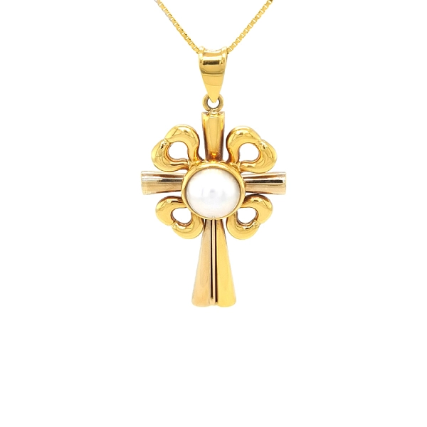 Goldenes Kreuz mit Perle