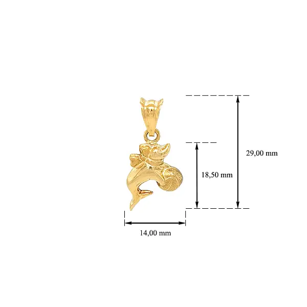 Goldener Delphin-Anhänger mit Kugel