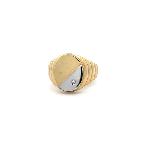 Herrenring mit Zirkon aus Kombinationsgold