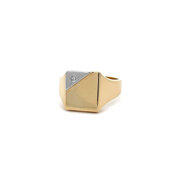 Herrenring mit Zirkon aus Kombinationsgold