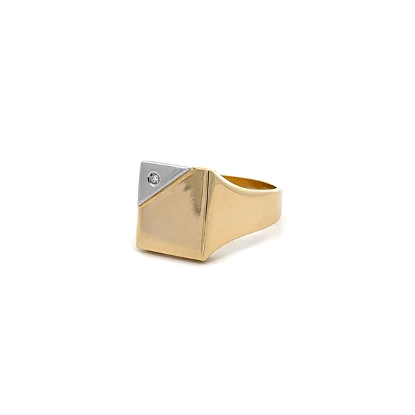 Herrenring mit Zirkon aus Kombinationsgold