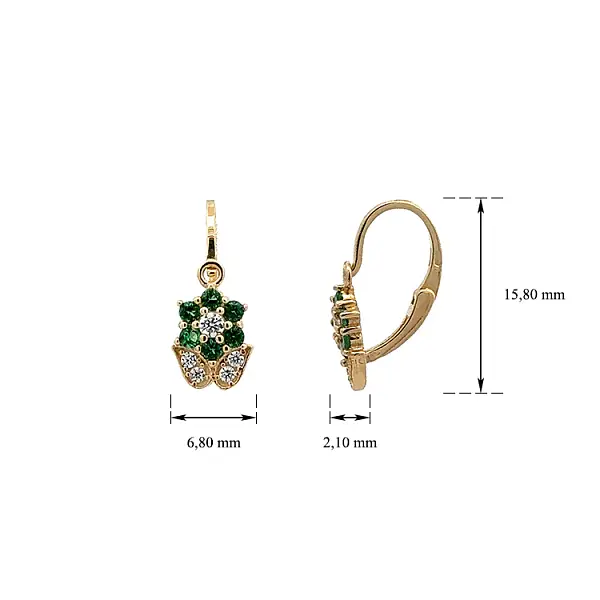 Goldene Kinder-Ohrringe mit Smaragden