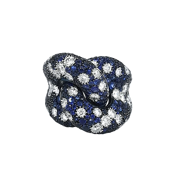 Goldring mit Saphiren und Diamanten