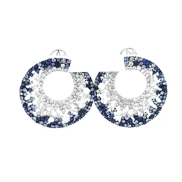 Goldohrringe mit Saphiren und Diamanten