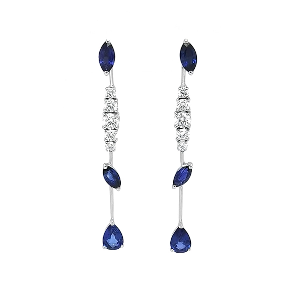 Goldohrringe mit Saphiren und Diamanten