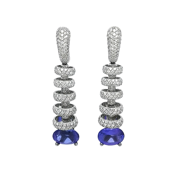 Goldohrringe mit Tansanit und Diamanten
