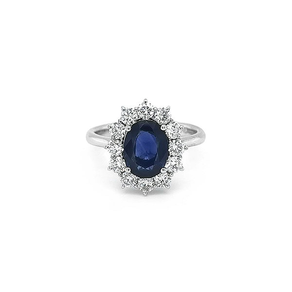 Goldring mit Saphir und Diamanten