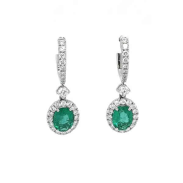 Goldohrringe mit Smaragden und Diamanten