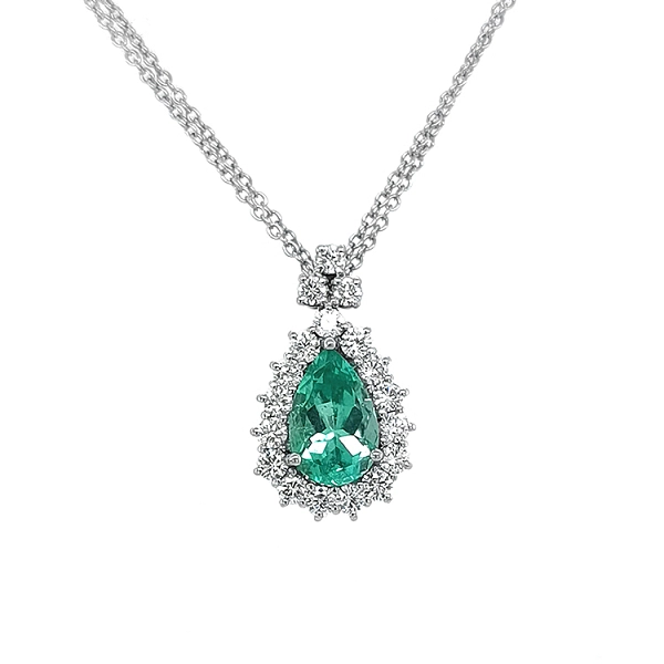 Gold-Anhänger mit Smaragd und Diamanten