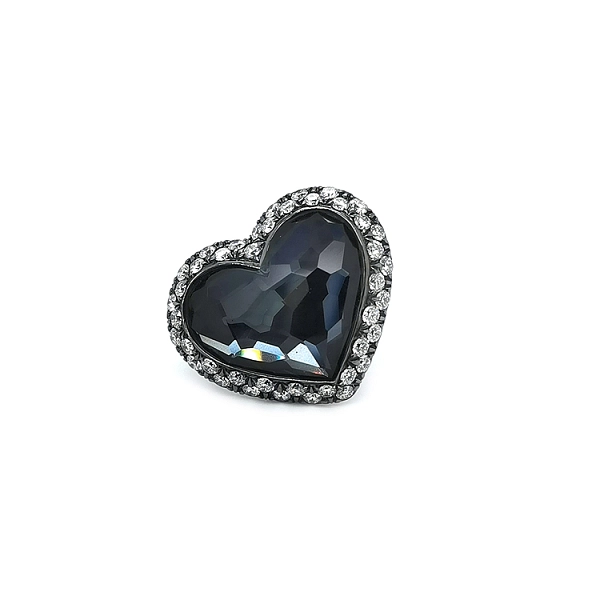 Goldring Crivelli mit Hämatit und Diamanten