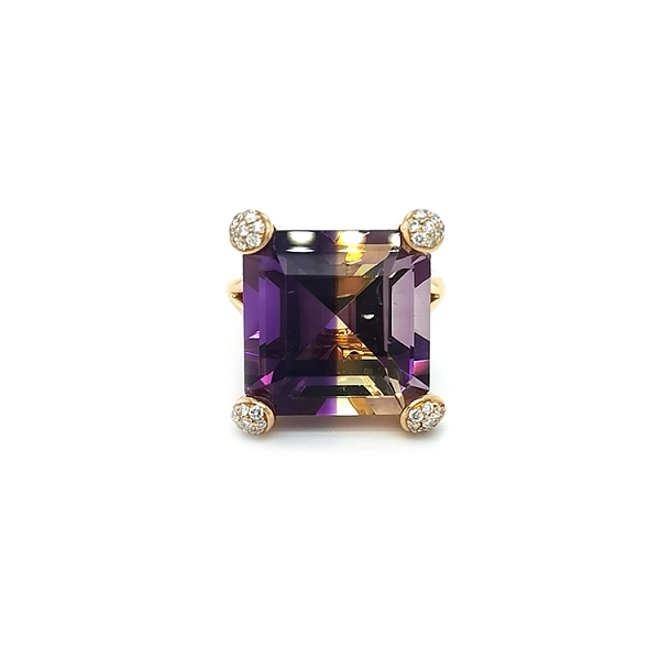 Goldring mit Ametrin und Diamanten