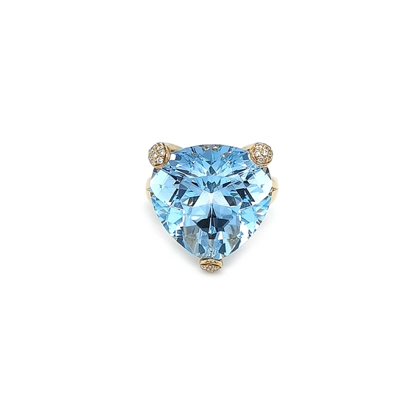 Goldring mit Blautopas und Diamanten