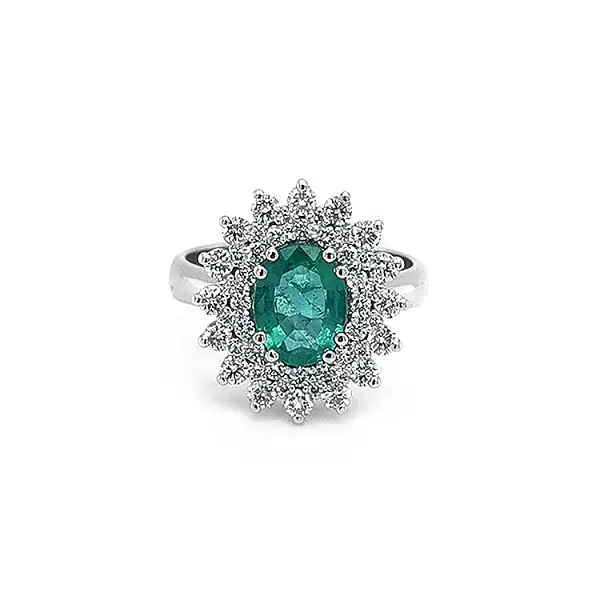 Goldring mit Smaragd und Diamanten