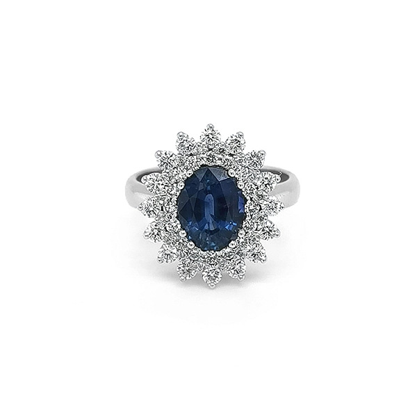 Goldring mit Saphir und Diamanten
