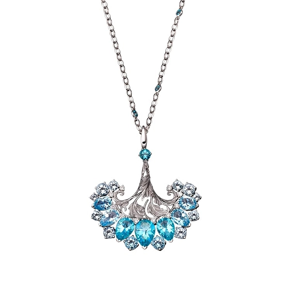 Gold-Anhänger mit blauem Topas und Diamanten Magerit Gea Genus