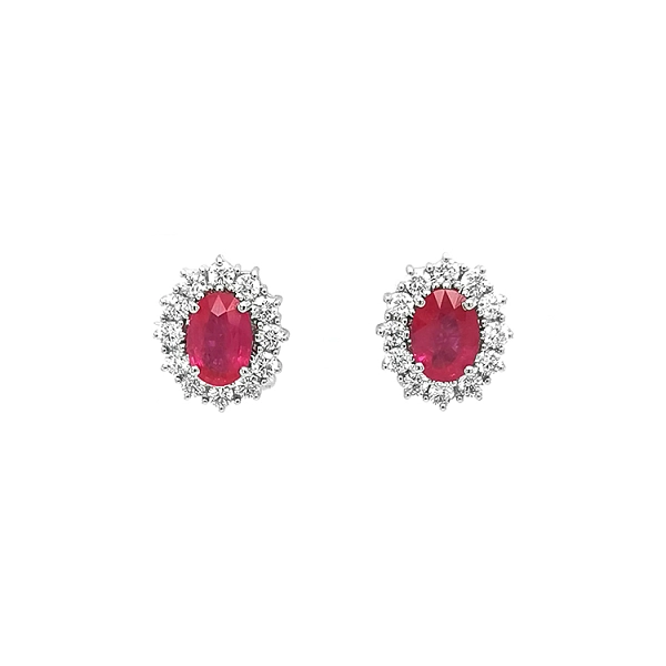 Goldohrringe mit Rubinen und Diamanten
