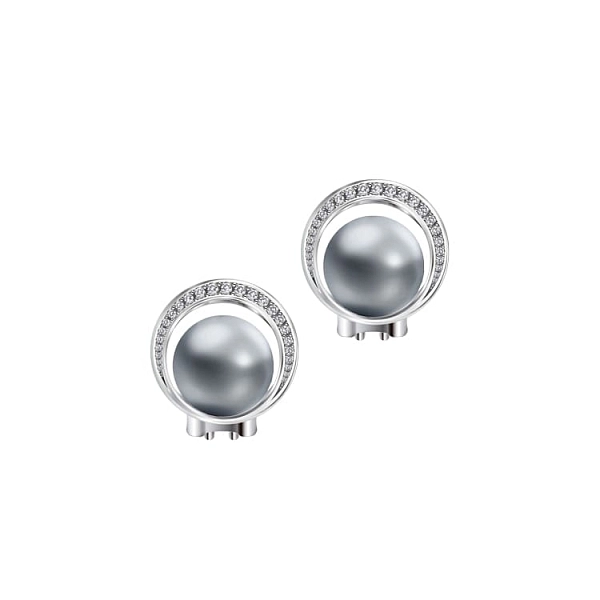 Gold Perlenohrringe Tahiti mit Diamanten