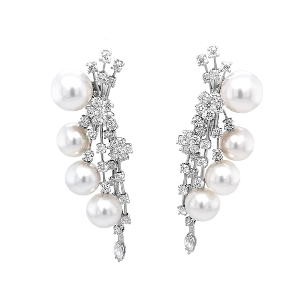 Gold Perlenohrringe mit Diamanten SS AA