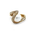 Goldring Naturperle und Diamanten