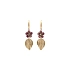 Gelbgold-Ohrringe mit lila Blume und Blattgold