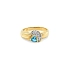 Exklusiver Goldring mit herzförmigem Blau-Topas und Zirkonia