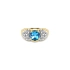 Exklusiver Goldring mit blauem Topas und Zirkonia