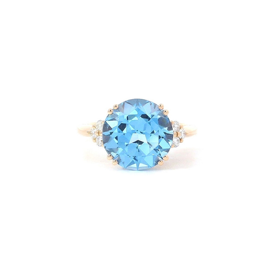 Luxuriöser Ring mit Blautopas und Diamanten aus Roségold