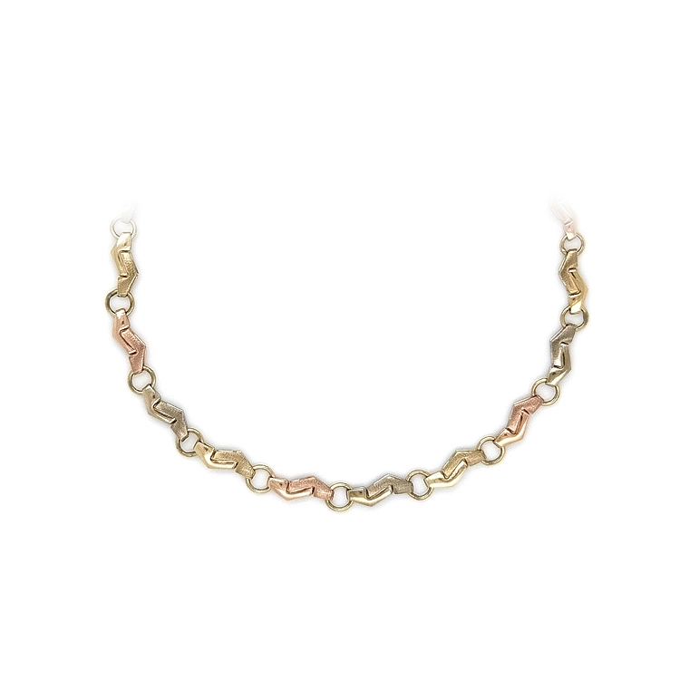 Elegante Damenhalskette aus bicolor Gold