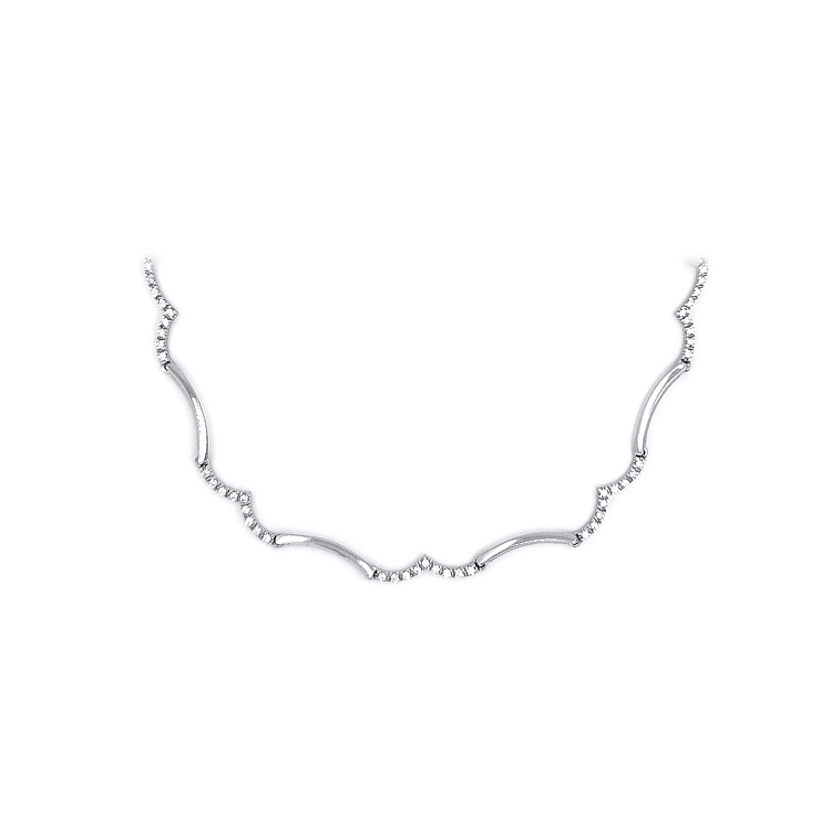 Elegante Damenhalskette aus Weißgold mit Zirkonia