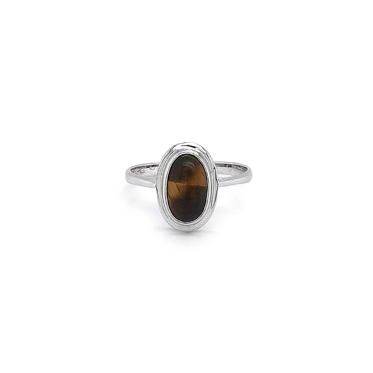 Eleganter Ring aus Weißgold mit Tigerauge