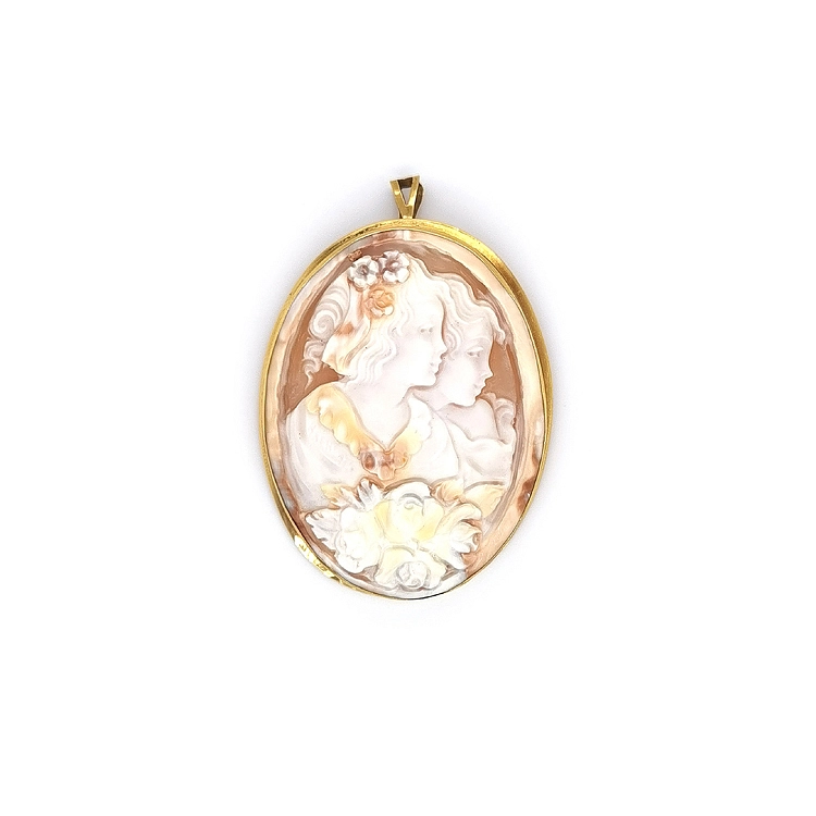 Exklusive goldene Brosche und Anhänger mit Kamee