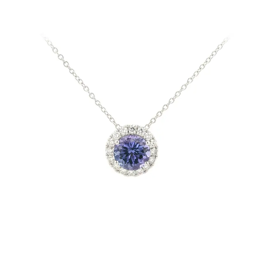 Weißgoldkette mit Tansanit und Diamanten