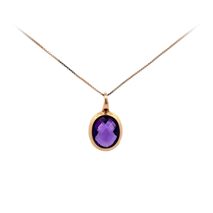 Goldanhänger mit ovalem Amethyst