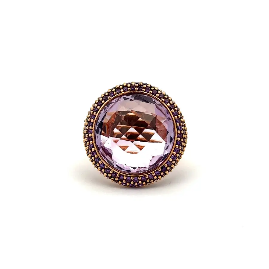 Goldring mit violettem Amethyst
