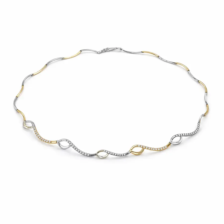 Halskette aus kombiniertem Gold mit Zirkonia