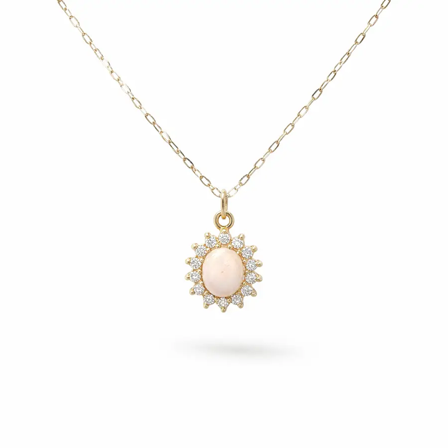 Goldener Anhänger mit Opal und Zirkonia