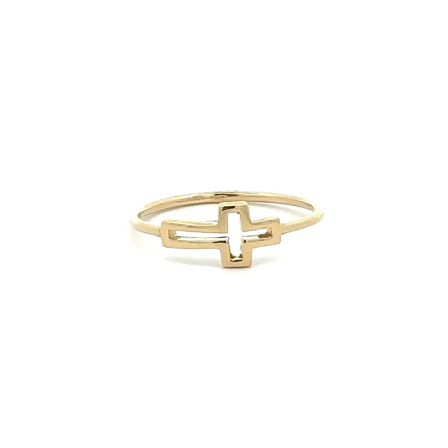 Goldener minimalistischer Ring mit Kreuzmotiv