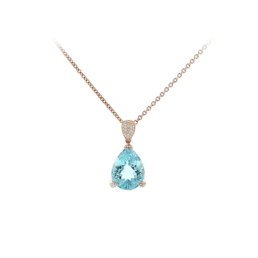 Luxus-Halskette mit blauem Topas und Diamanten aus Roségold