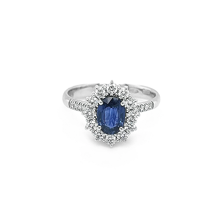 Goldring mit Saphir und Diamanten