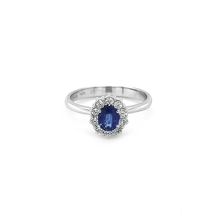 Goldring mit Saphir und Diamanten