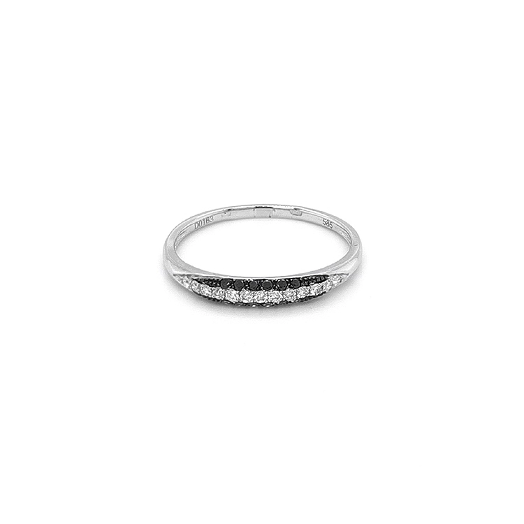 Goldring mit schwarzen und champagnerfarbenen Diamanten