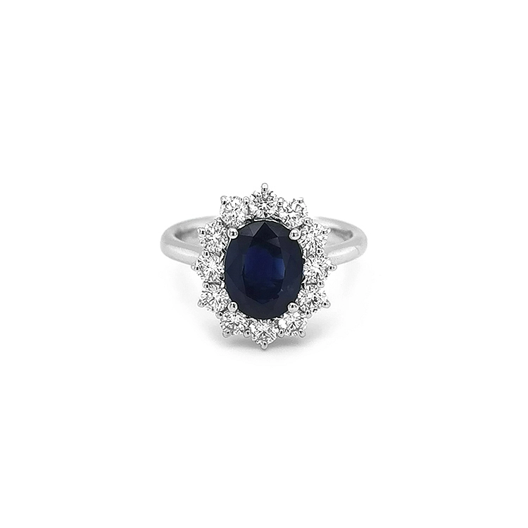 Goldring mit Saphir und Diamanten