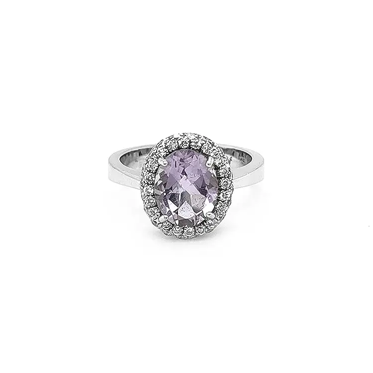 Goldring mit Amethyst und Diamanten