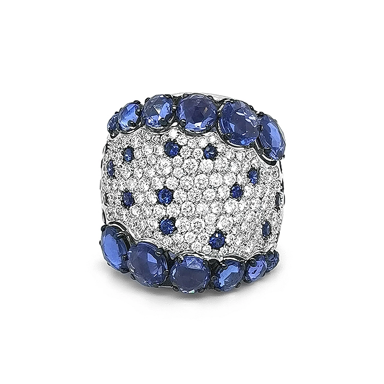 Goldring Crivelli mit Saphiren und Diamanten