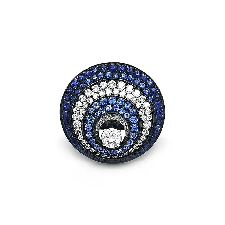 Goldring mit Saphiren und Diamanten