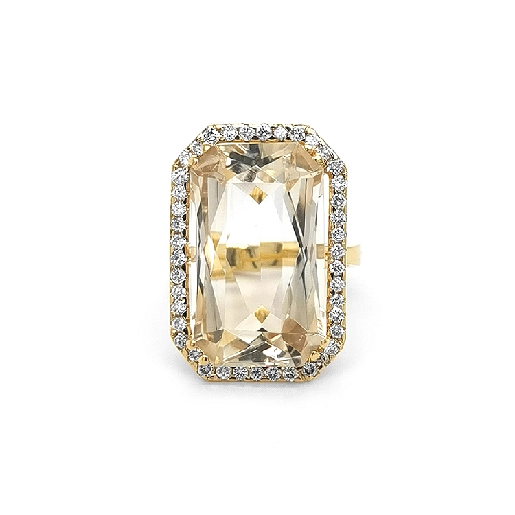 Goldring mit Citrin und Diamanten