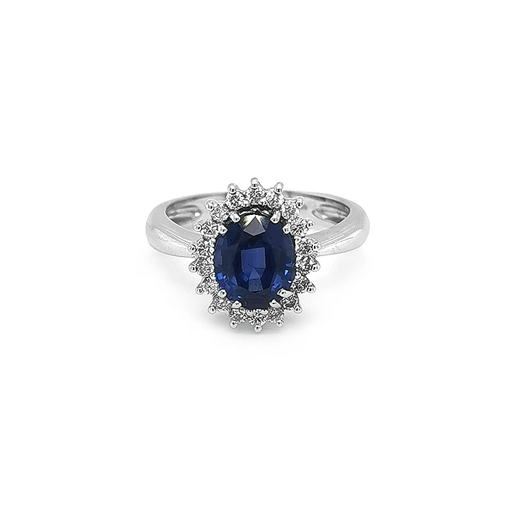 Goldring mit Saphir und Diamanten