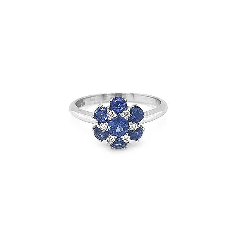 Goldring mit Saphiren und Diamanten